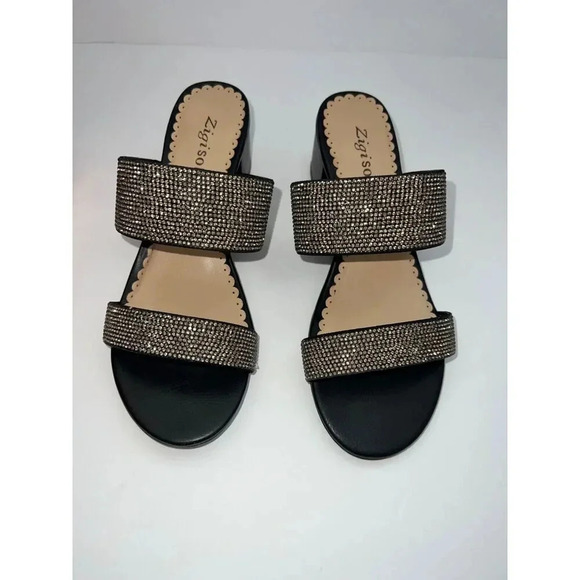 Zigi Soho ceeley black sandal heels rhinestone jeweled slides size 6.5 - Picture 2 of 9
